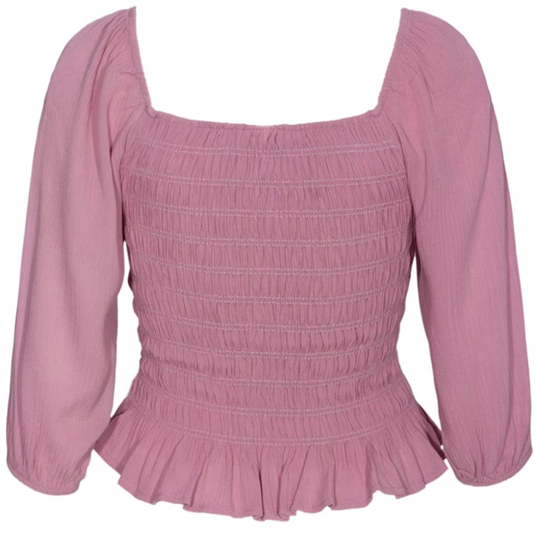 Blusa Manga 3/4 Escote Cuadrado Smock 7Junior para Mujer