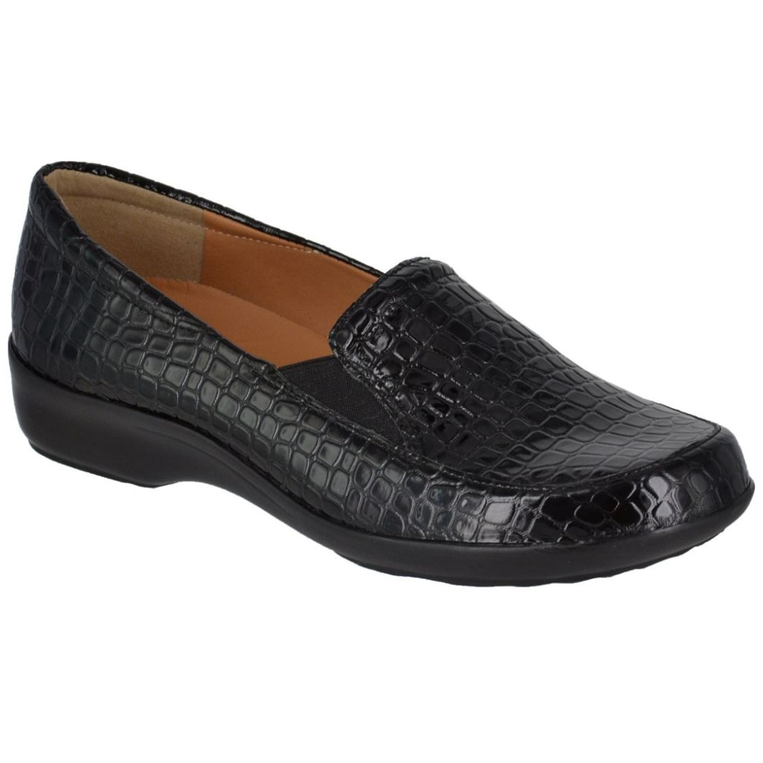 Mocasín con Textura Croco Negro Joyce