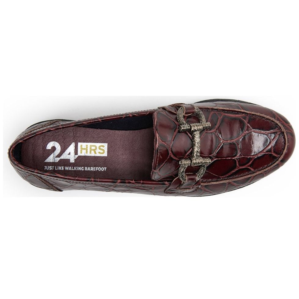 Mocasín Casual para Dama con Diseño, Color Vino, 24Hrs.
