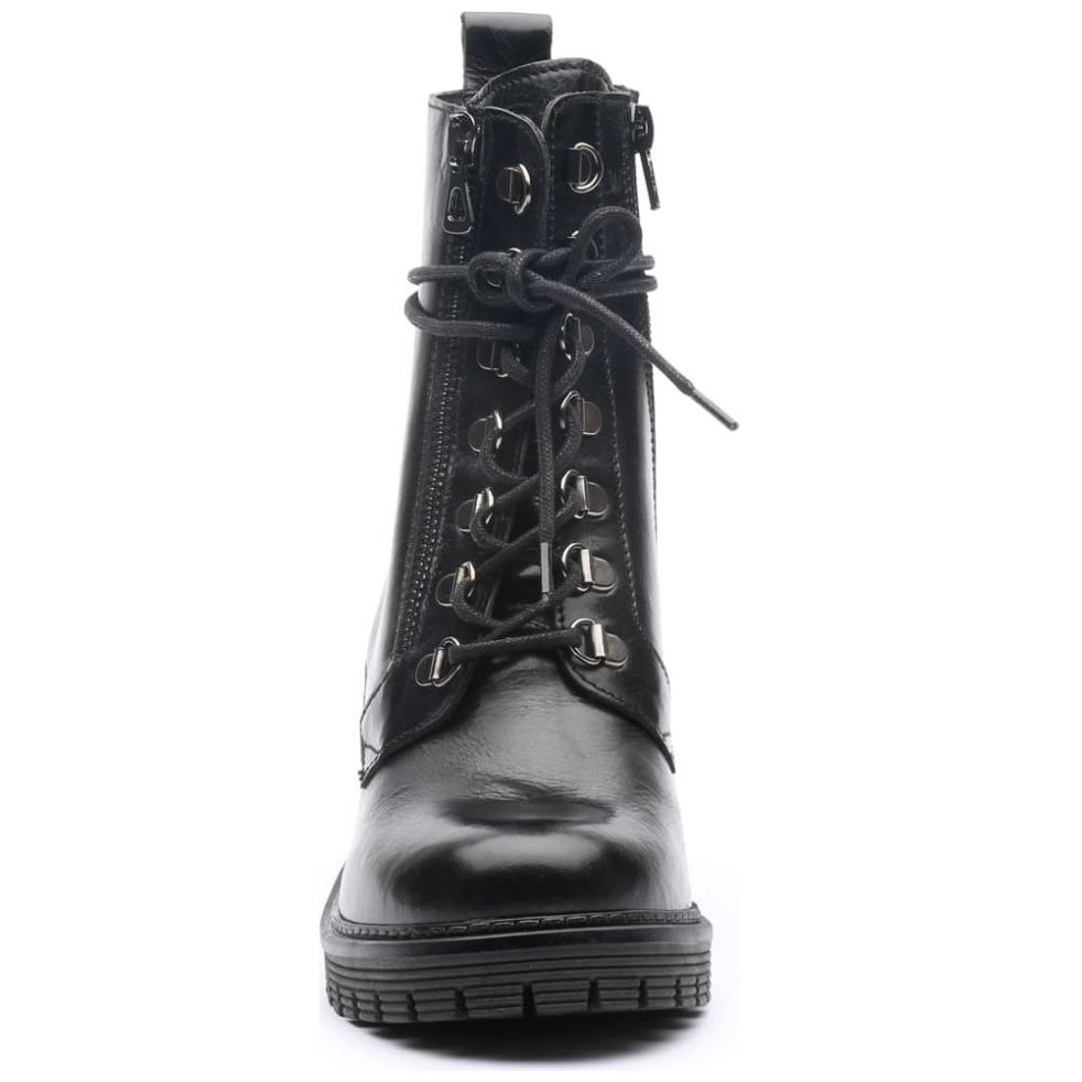 Bota Negra Combat con Tacón y Agujetas Luketti