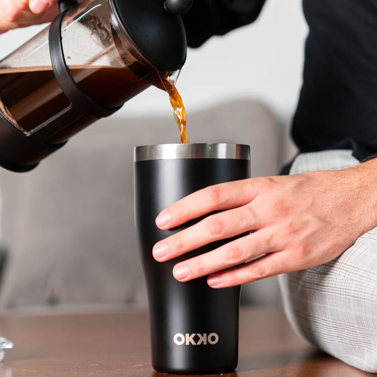 Termo Acero Inoxidable Gorila Negro Mate Okko 900Ml