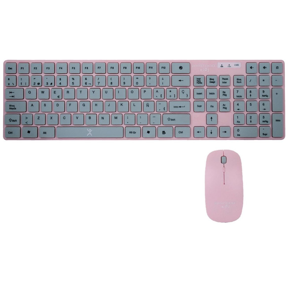 Teclado+ Mouse Inalámbrico Perfect Choice Rosa Paquete