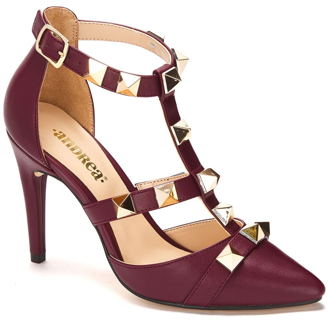 Zapatilla con Estoperoles Y Ajuste en T Vino Andrea