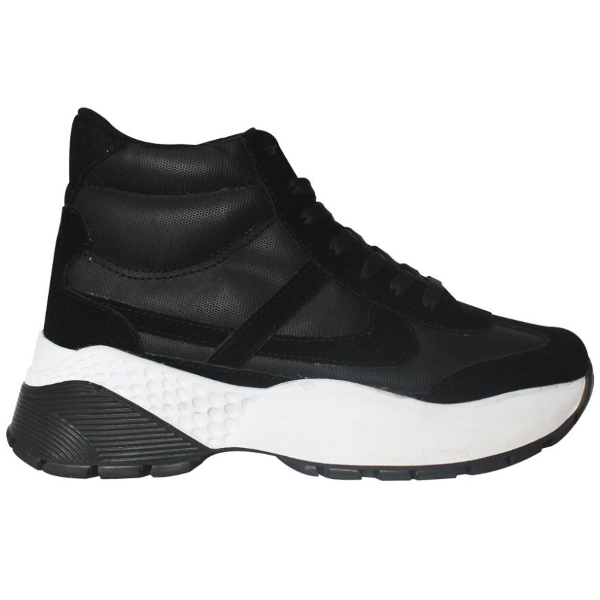 Tenis de Bota con Suela Chunky Negro Panam