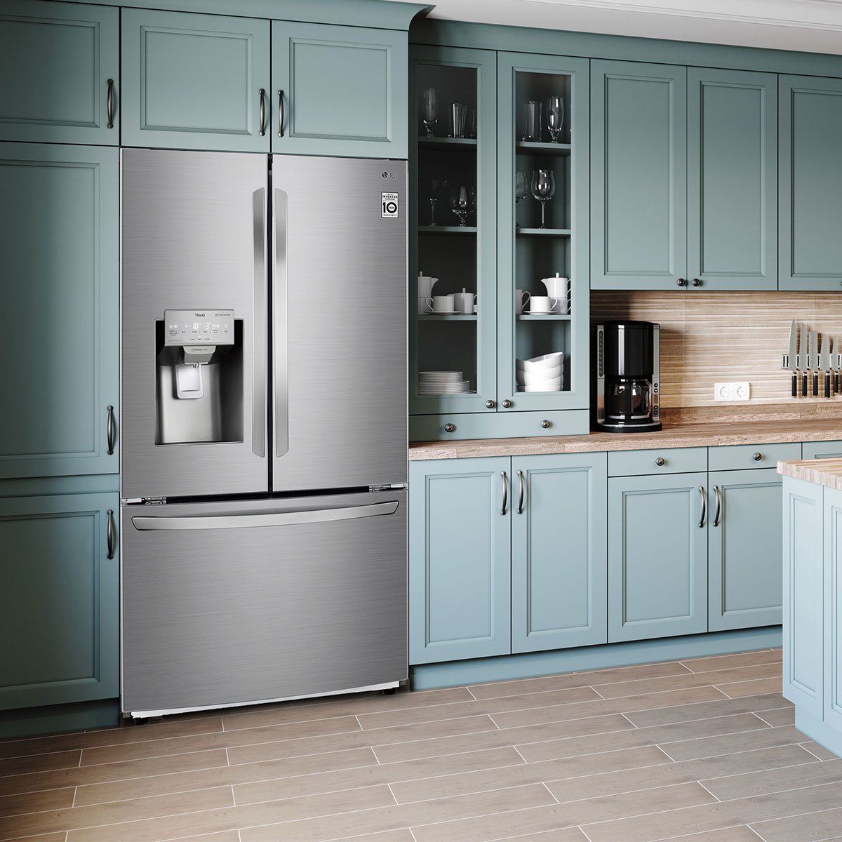 Refrigerador LG French Door Smart Inverter con Door Cooling 28 Pies Platino Gm28Lip