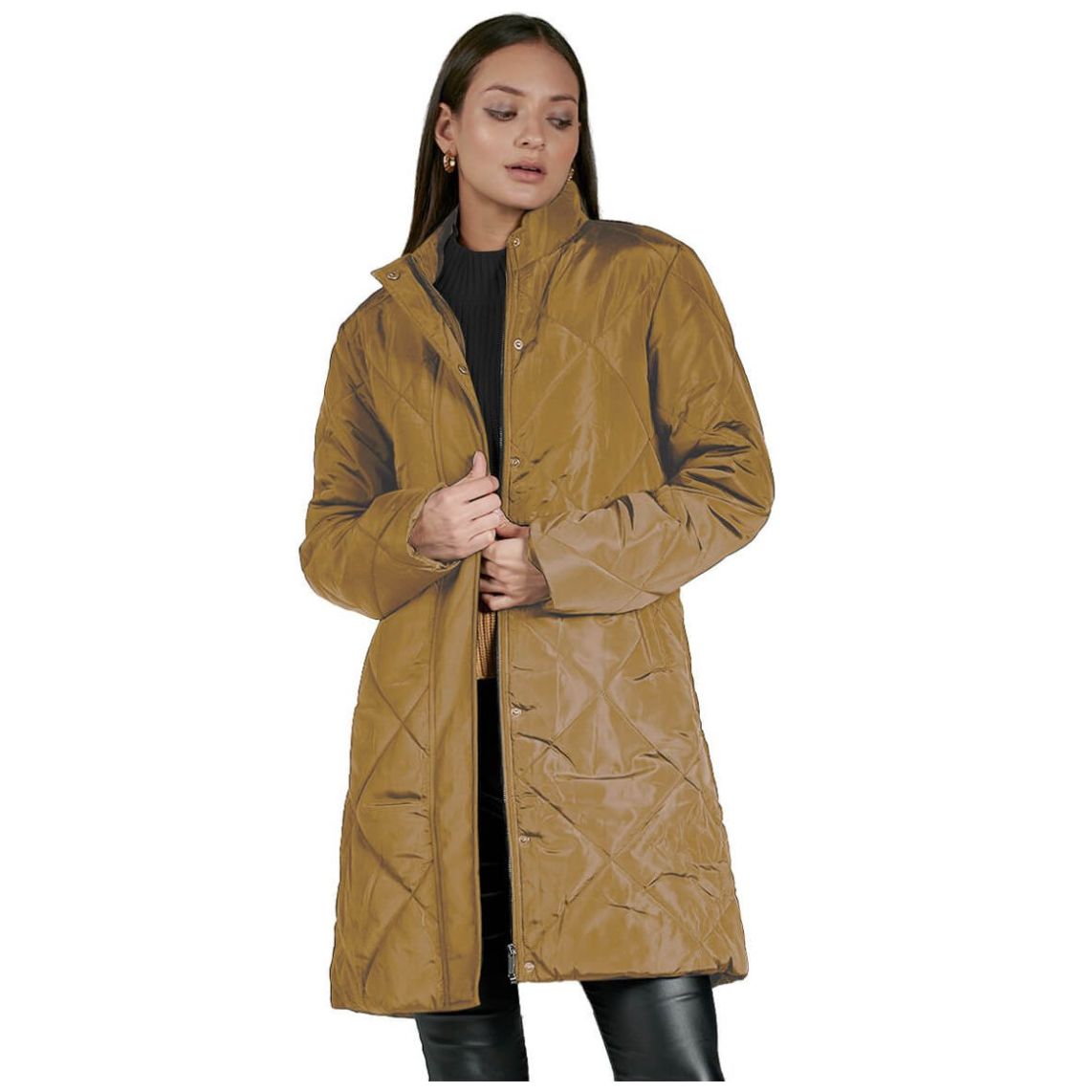 Chamarra Larga Cuello Alto Jeanious para Mujer