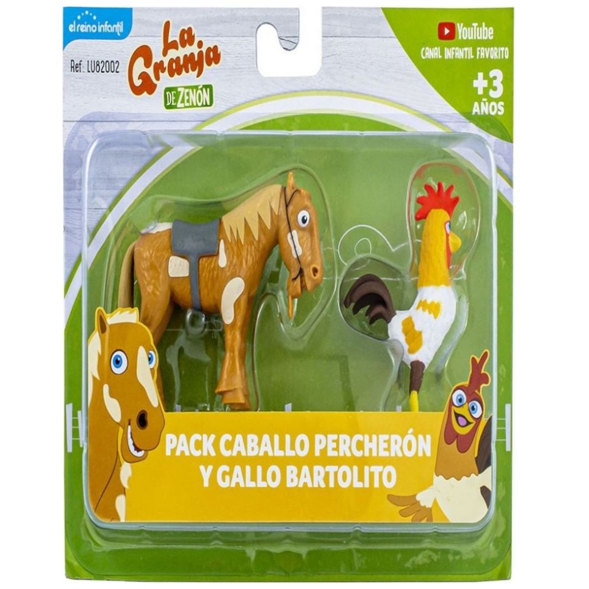 La Granja Blister de 2 Figuras de Plástico Gallo, Caballo