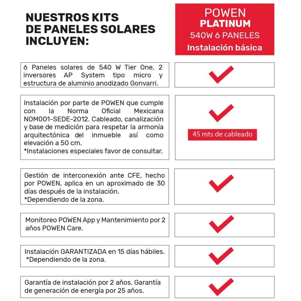 Set 6 Paneles Solares Powen 540W
