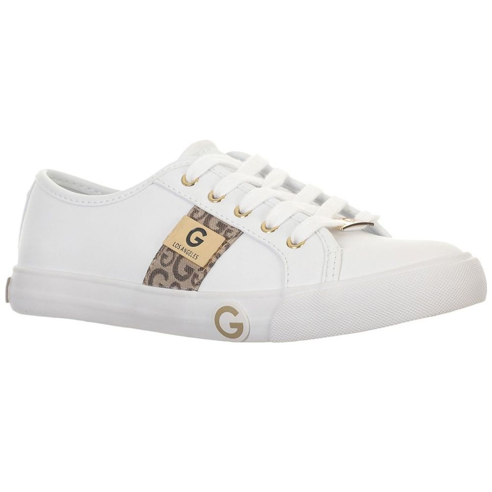 Tenis para Mujer Elaborado en Material Sintético con Aplicación Lisa, Estampado Logotipo, Fijación de Agujeta, Color Blanco Combinado G By Guess