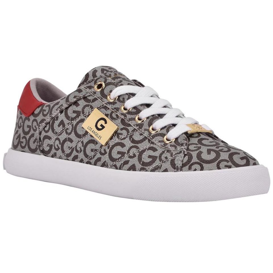 Tenis para Mujer Elaborado en Material Sintético con Aplicación de Bordado, Estampado Liso, Fijación de Agujeta, Color Beige G By Guess