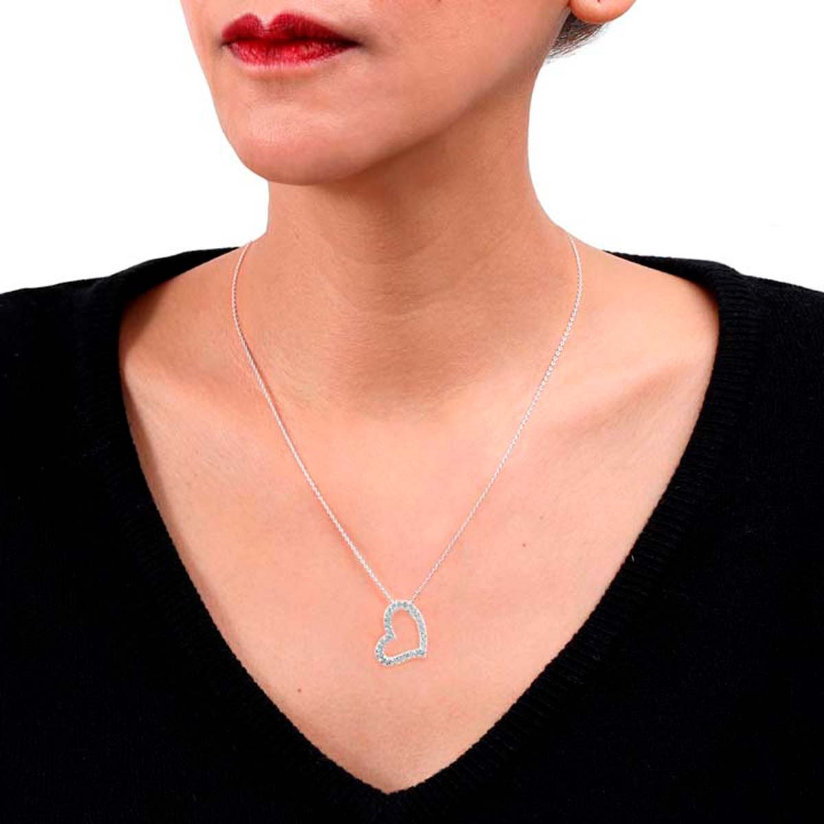 Dije Cadena Corazon con Zirconias Mosha Cdj097245