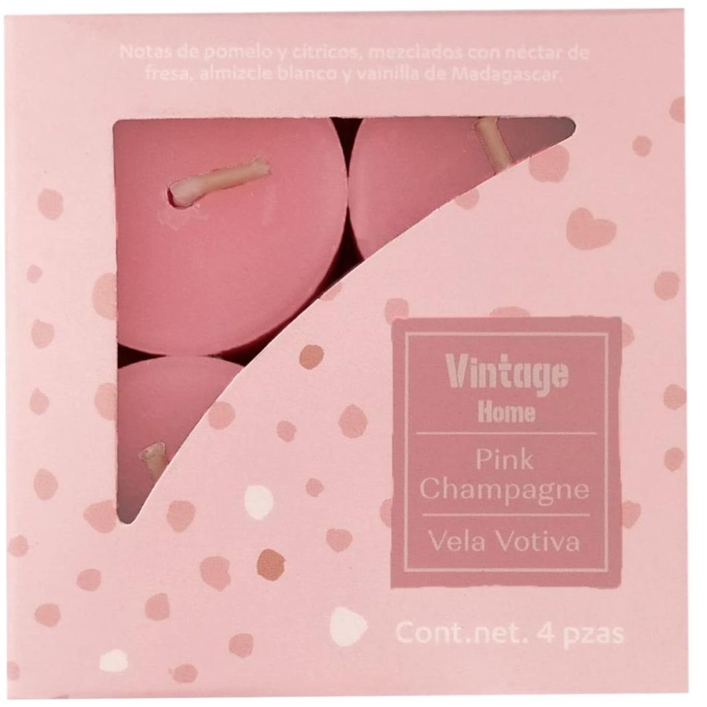 Vela Votiva Set de 4 Pz Pink Champagne Vintage Home