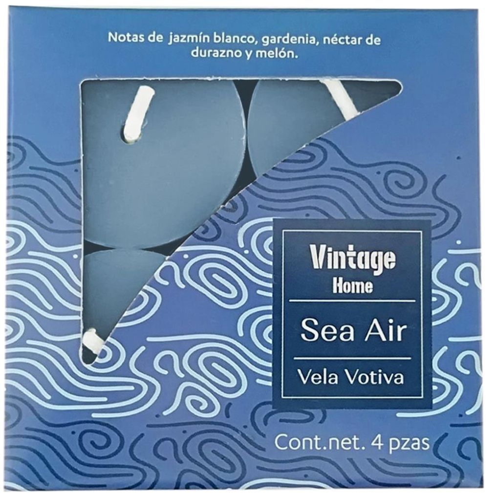 Vela Votiva Set de 4 Pz Fragancia Sea Air Vintage Home