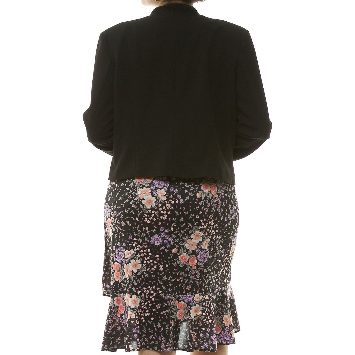 Conjunto de 2 Piezas Saco Liso Vestido Estampado para Dama Diva