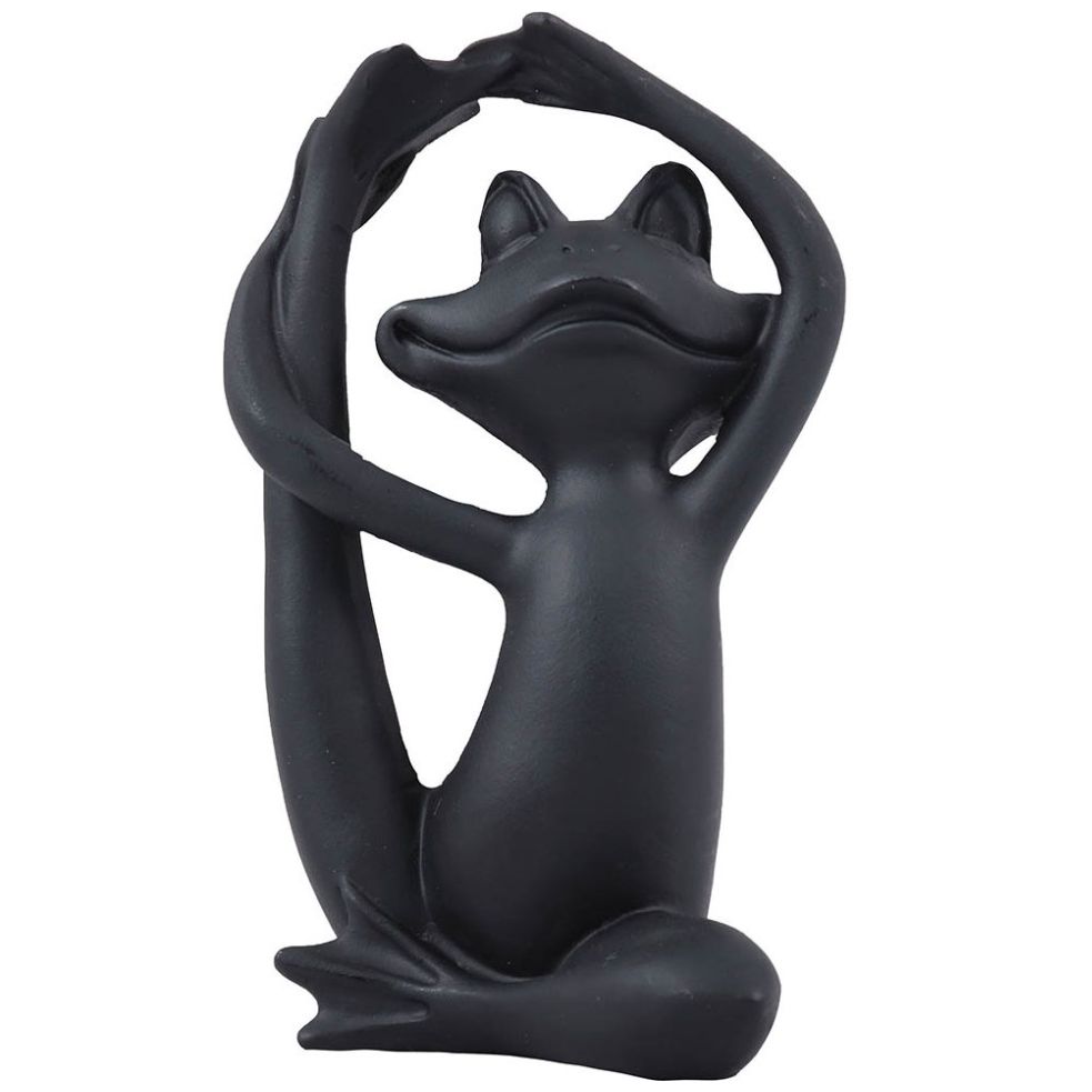 Home Nature Figura Decorativa Rana Patas Arriba Color Negro 11*7*5 Cm