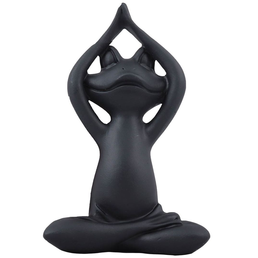 Home Nature Figura Decorativa Rana Yoga Color Negro 12*8*4 Cm