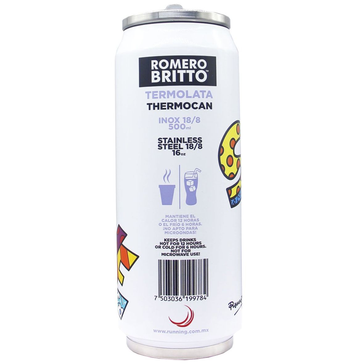 Vaso Térmico Acero Inoxidable Love 500 Ml Romero Britto