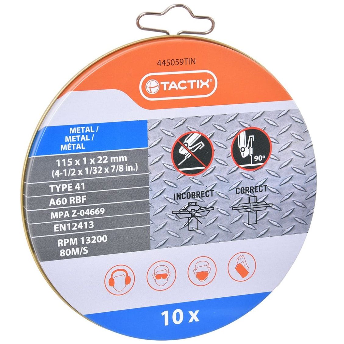 Juego 10Pz Discos Corta Metal 115*1*22Mm T41 Tactix