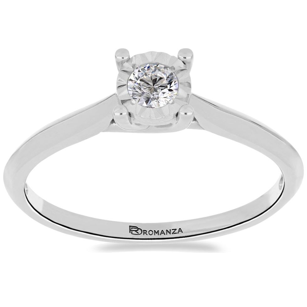 Anillo de Compromiso Oro Blanco 14K y 0.15 Qts Diamante Romanza