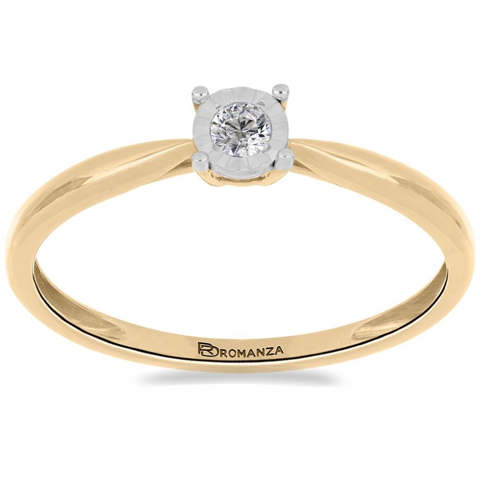 Anillo de Compromiso Oro Amarillo14K y 0.06 Qts Diamante Romanza