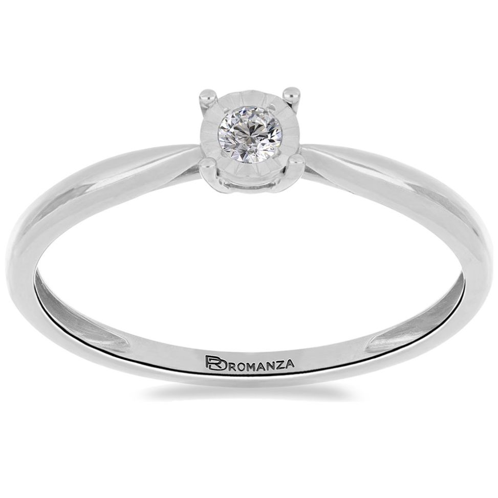 Anillo de Compromiso Oro Blanco14K y 0.06 Qts Diamante Romanza