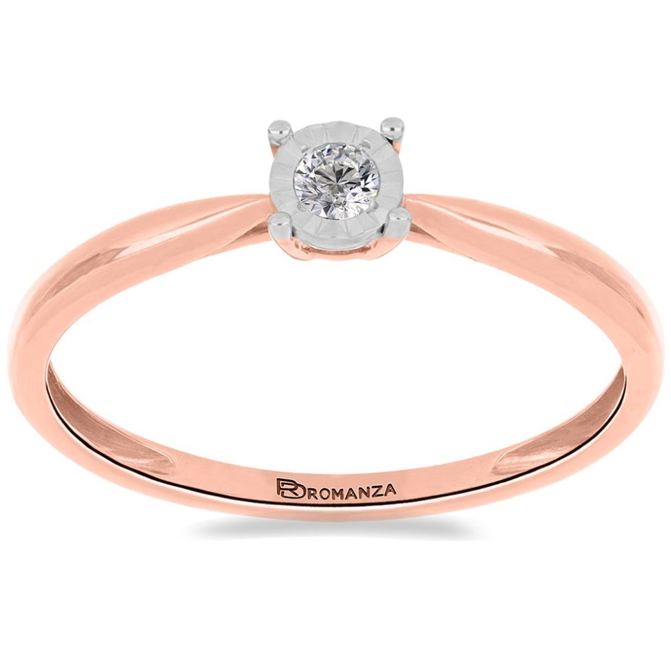 Anillo de Compromiso Oro Rosa14K y 0.06 Qts Diamante