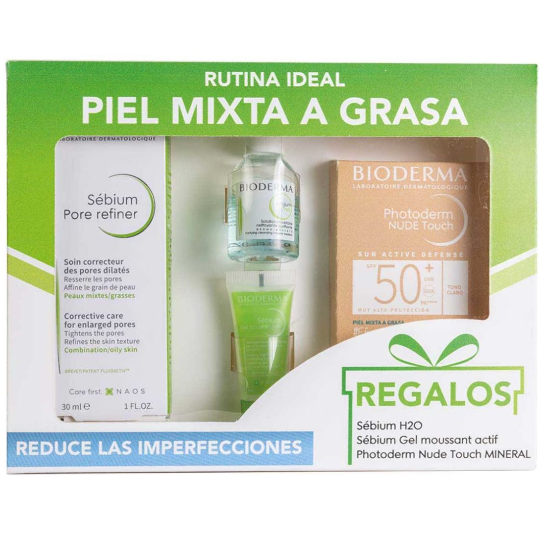 Pack Sébium Pore Refiner 30Ml + Mini Sébium H2O 20Ml + Mini Sébium Gel Moussant Actif 8Ml + Mini Photoderm Nude Touch 2Ml