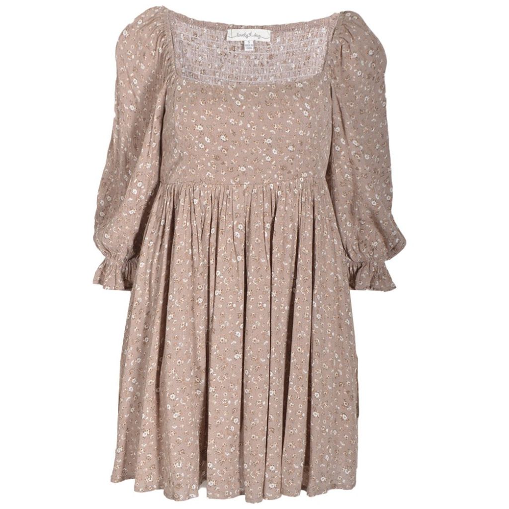 Vestido con escote cuadrado de olanes liso main image 0