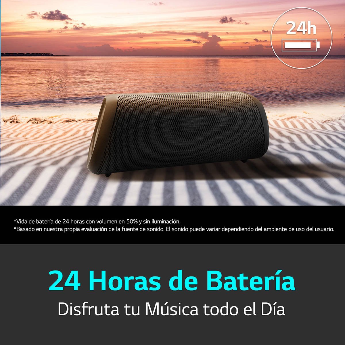 Bocina LG Xboom Go Xg7– a Prueba de Agua y Polvo, 24 Horas de Batería, 40W con Bajos Potentes