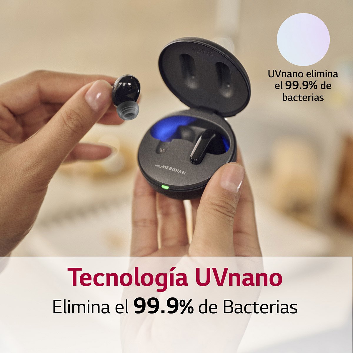 Audífonos LG Tone Free T60 Inalámbricos Bluetooth con Cancelación Activa de Ruido, Uvnano Negro