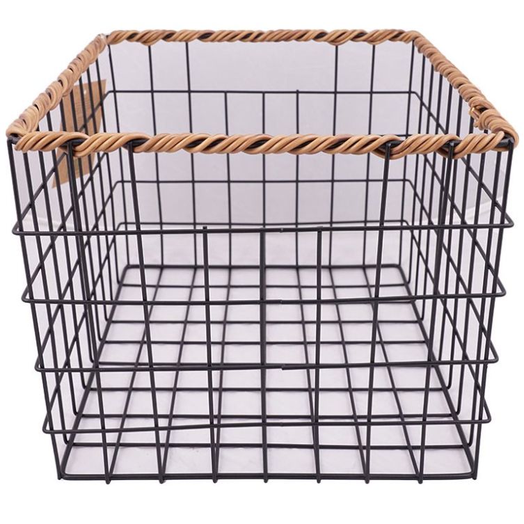 Home Nature Canasta de Metal Cuadrada Color Negro 30*25*21 Cm