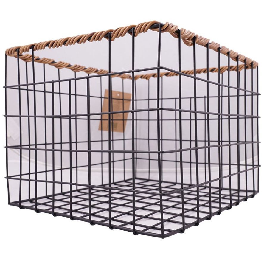 Home Nature Canasta de Metal Cuadrada Color Negro 30*25*21 Cm