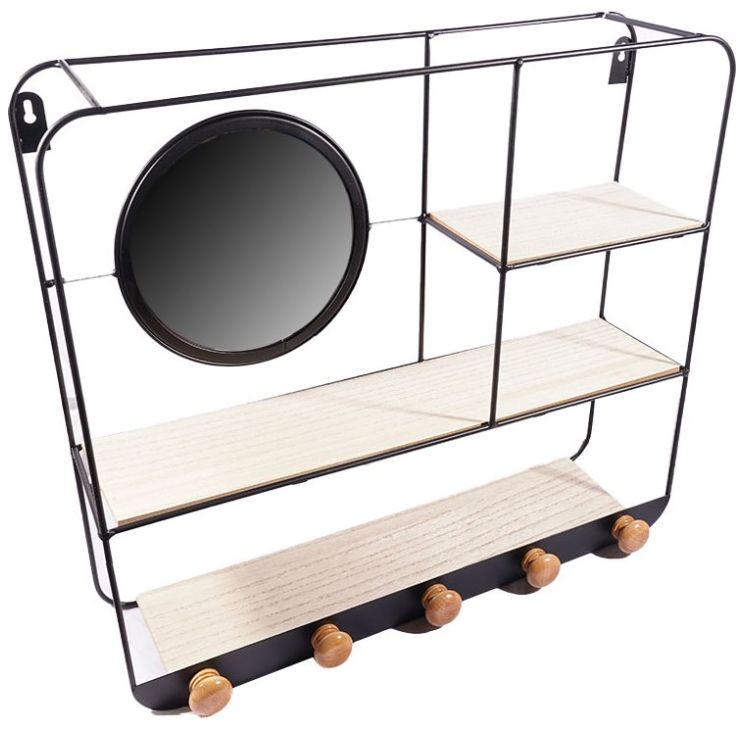 Home Nature Estante Organizador de Pared de Metal con Espejo Y 3 Repisas de Metal 41*41*80