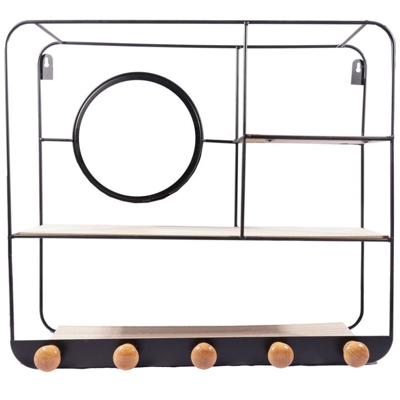 Home Nature Estante Organizador de Pared de Metal con Espejo Y 3 Repisas de Metal 41*41*80