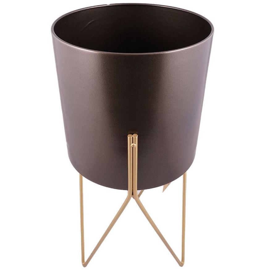 Home Nature Macetero Decorativo Loreto Grande de Metal con Patas Doradas 24*24*36 Cm