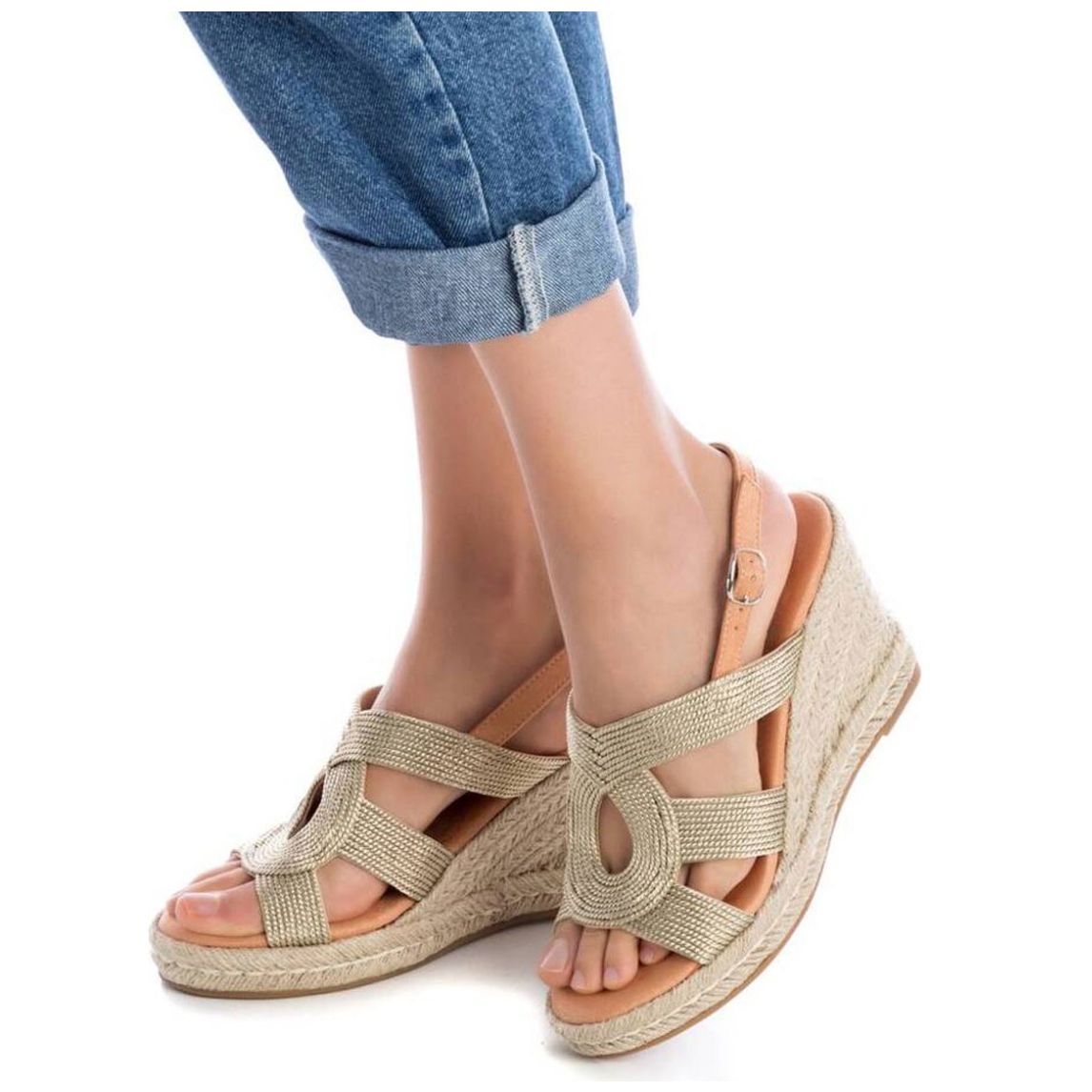 Sandalia para Dama con Cuña de Yute Xti