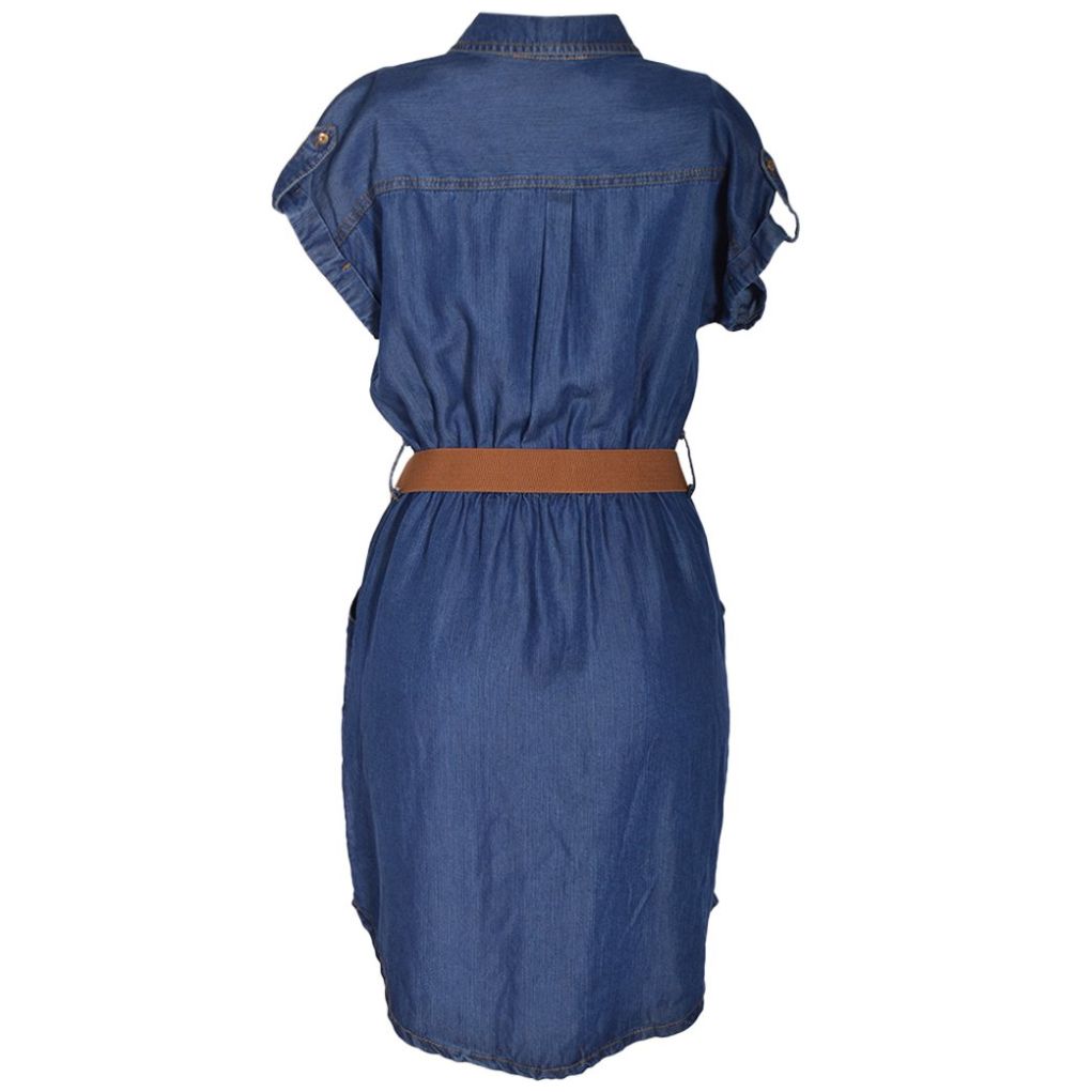 Vestido Corto Tipo Mezclilla con Cinturón en Combinación Philosophy
