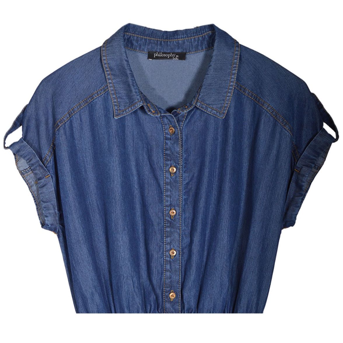 Vestido Corto Tipo Mezclilla con Cinturón en Combinación Philosophy