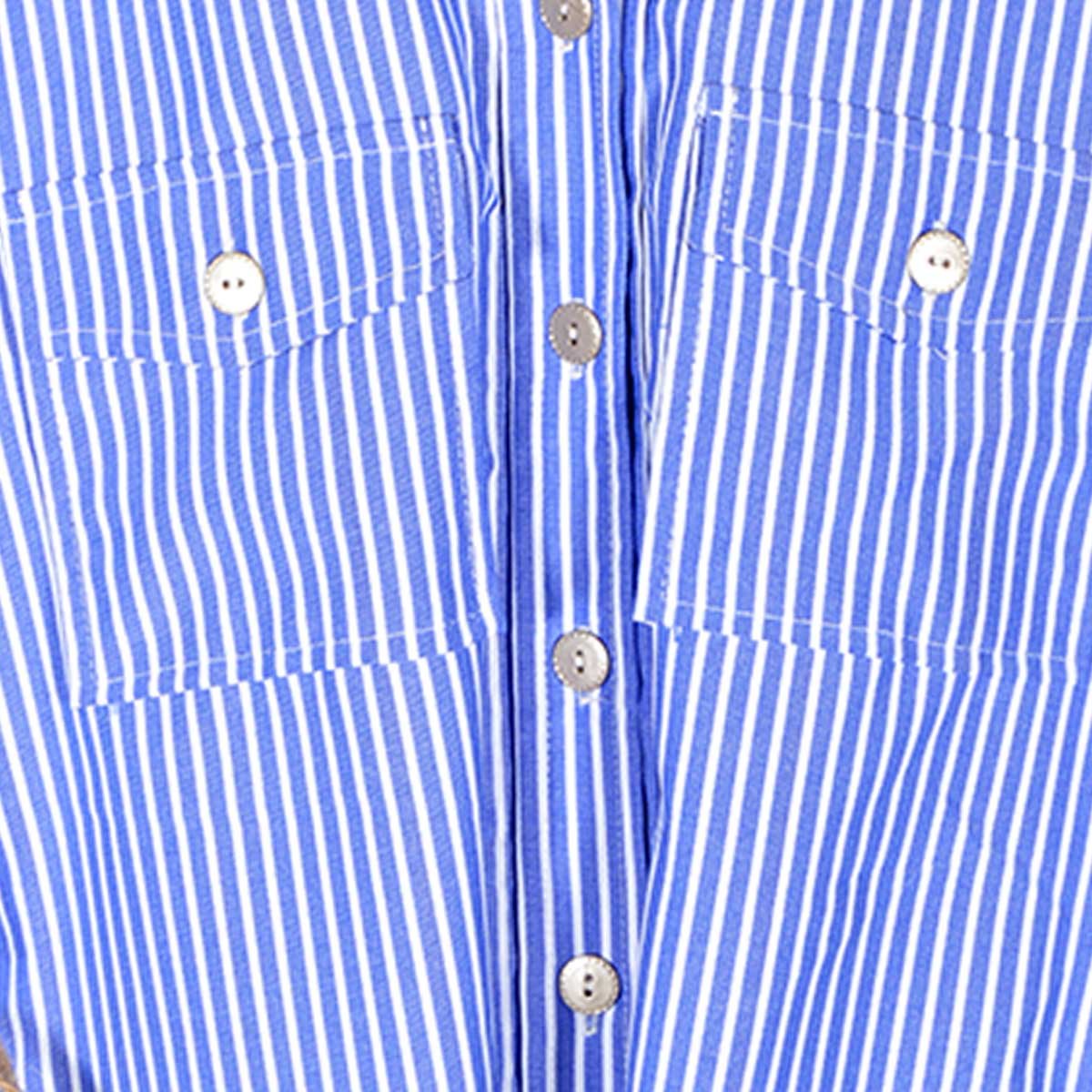 Vestido Corto de Estampado a Rayas con Botones Y Cinturón en Combinación Philosophy