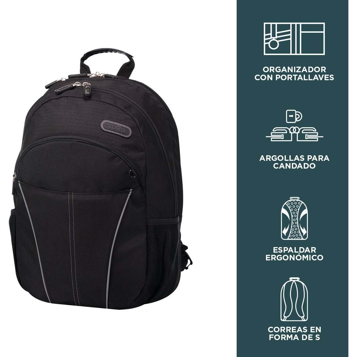 Mochila Cambri Negra para Ipad Y Pc Totto