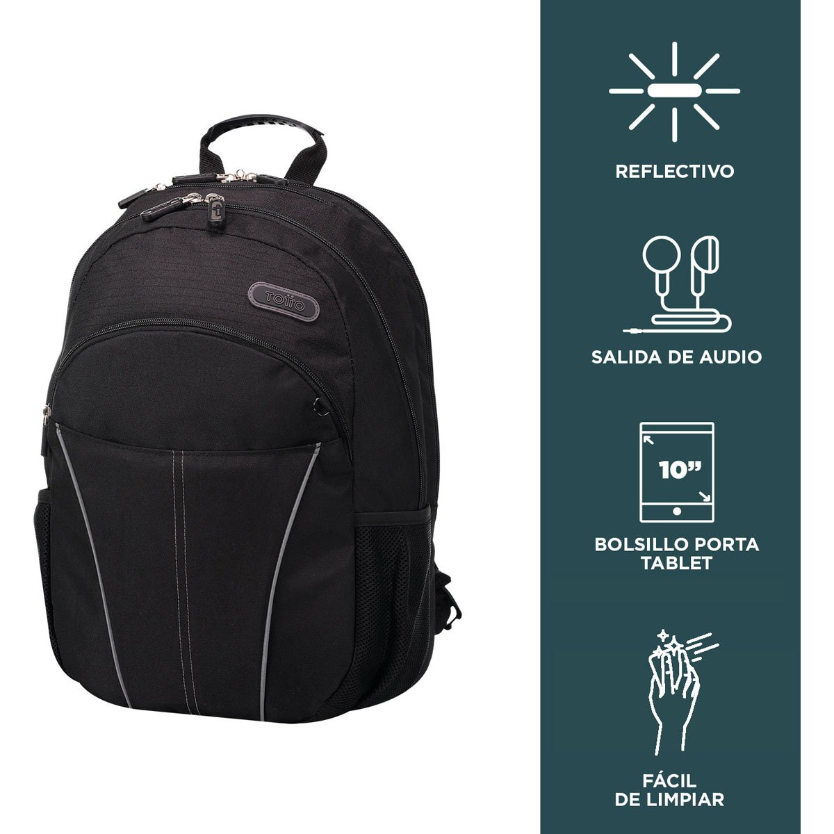 Mochila Cambri Negra para Ipad Y Pc Totto