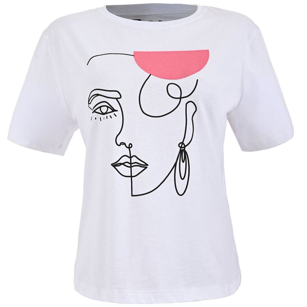 Playera Manga Corta Cuello Redondo con Estampado para Mujer