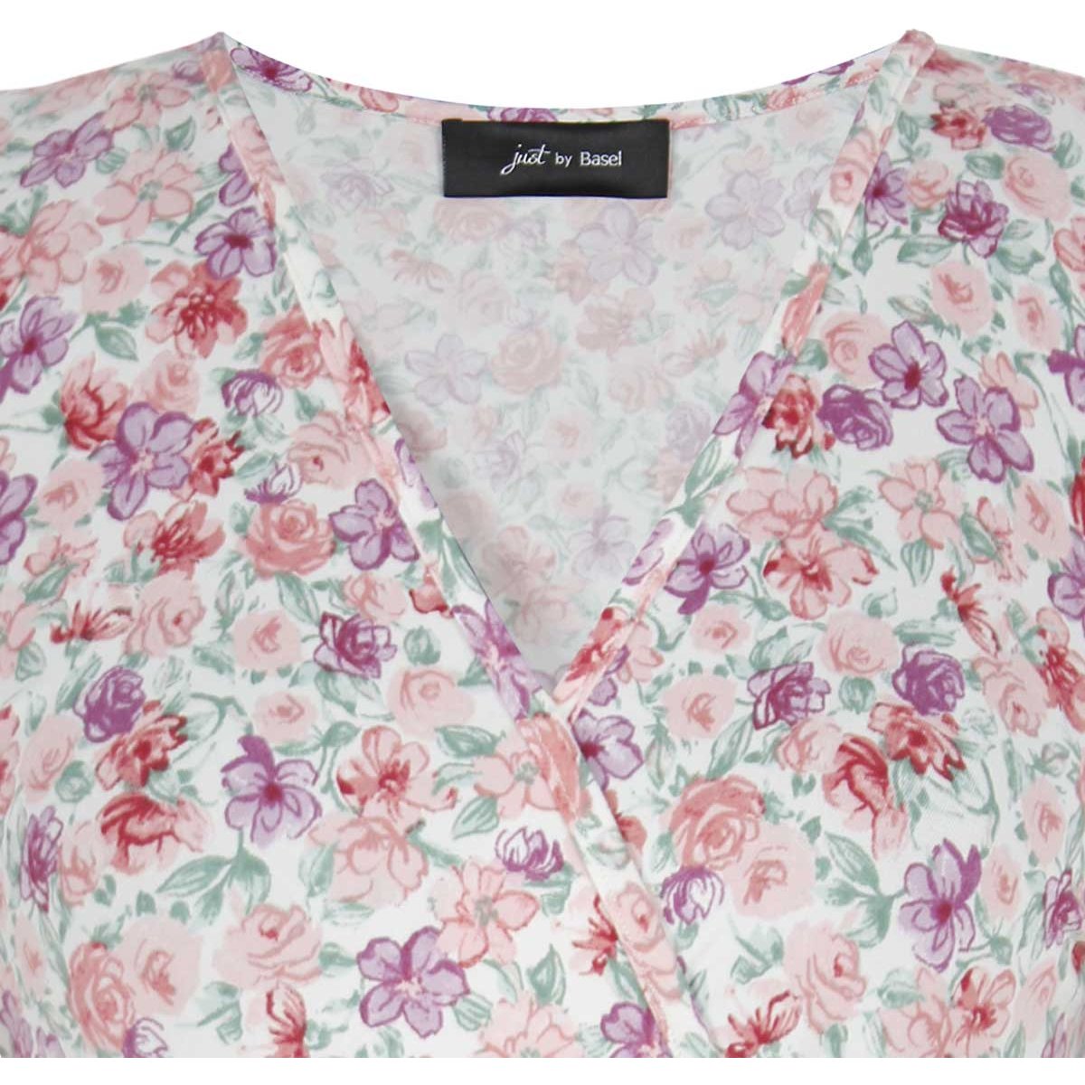 Blusa Just By Basel Manga Corta Abombada Cuello V Cruzado Diseño: Estampado Miniprint Floral