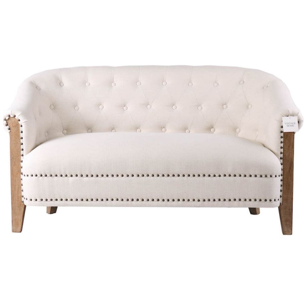 Loveseat French Ivory Capitonado Vintage Home