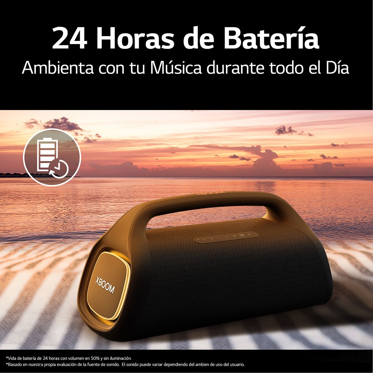 Bocina Portátil LG Xboom Go Xg9- Inalámbrica, Resistente al Agua y Polvo Negro