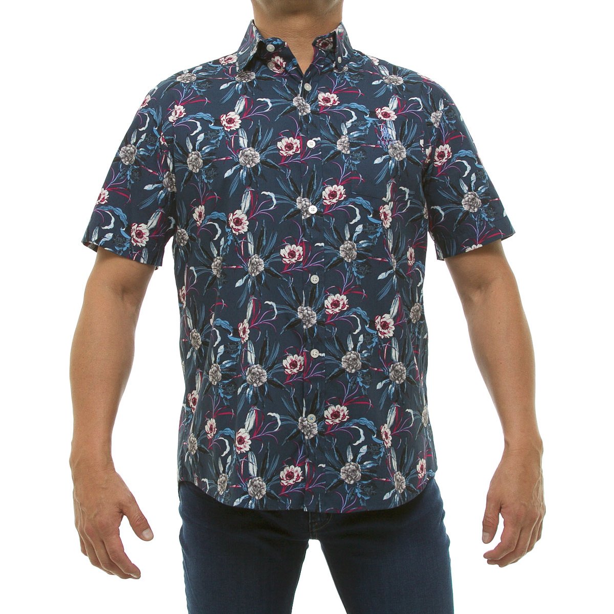 Camisa Casual Manga Corta Floral para Hombre Polo Club