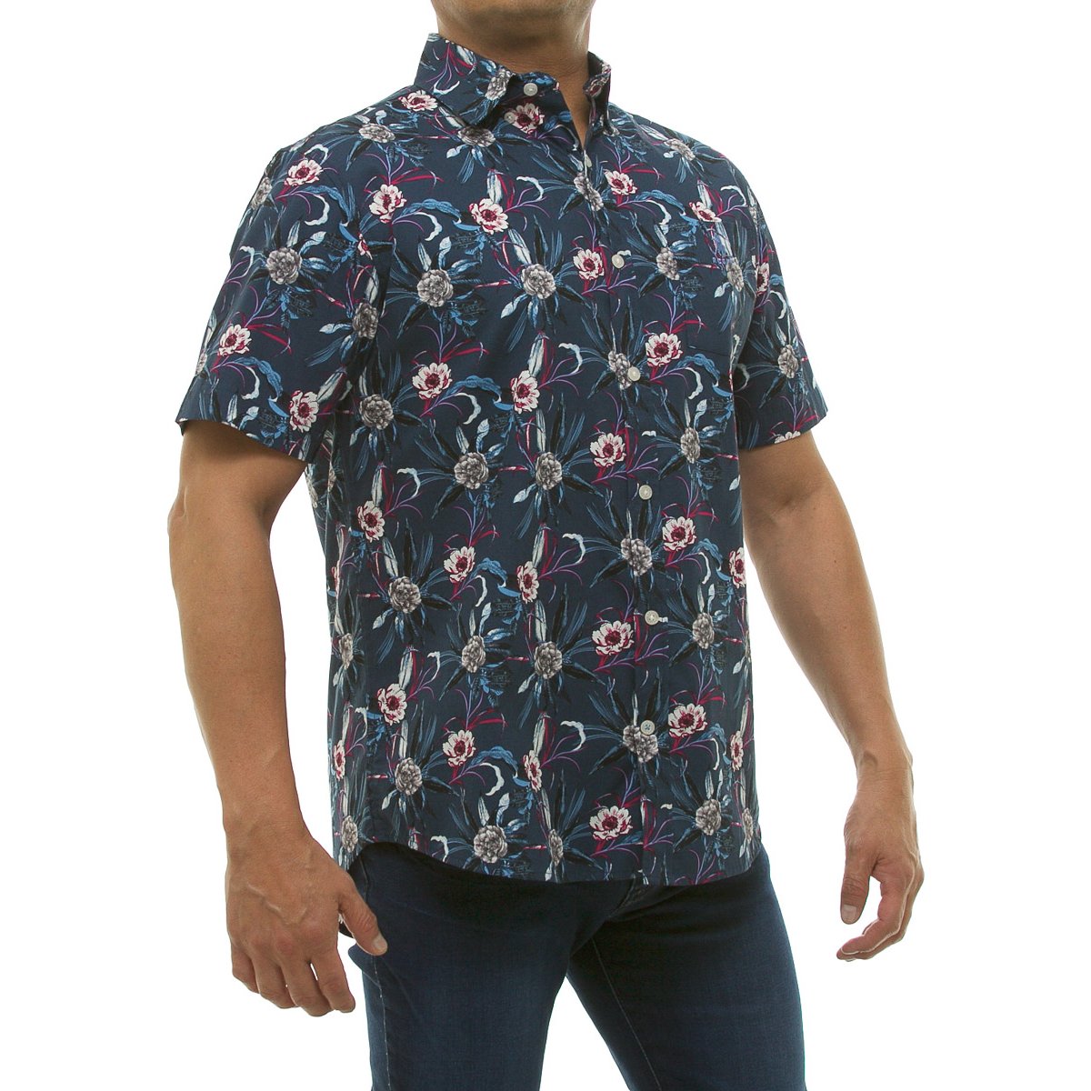 Camisa Casual Manga Corta Floral para Hombre Polo Club