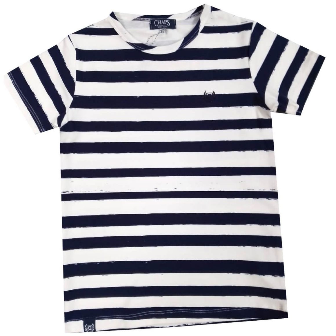 Playera para Niño Manga Corta de Rayas Logo Bordado Chaps