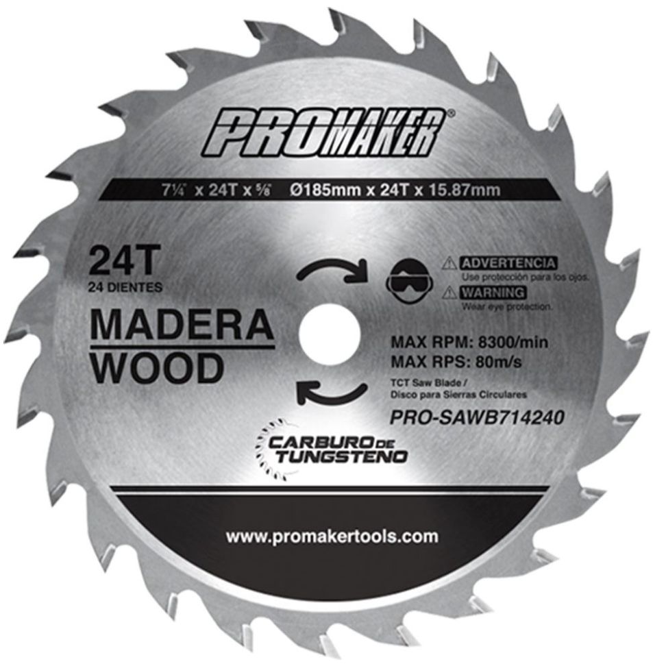 Disco para Sierra Circular Promaker 24 Dientes 7-1/4" X 5/8"