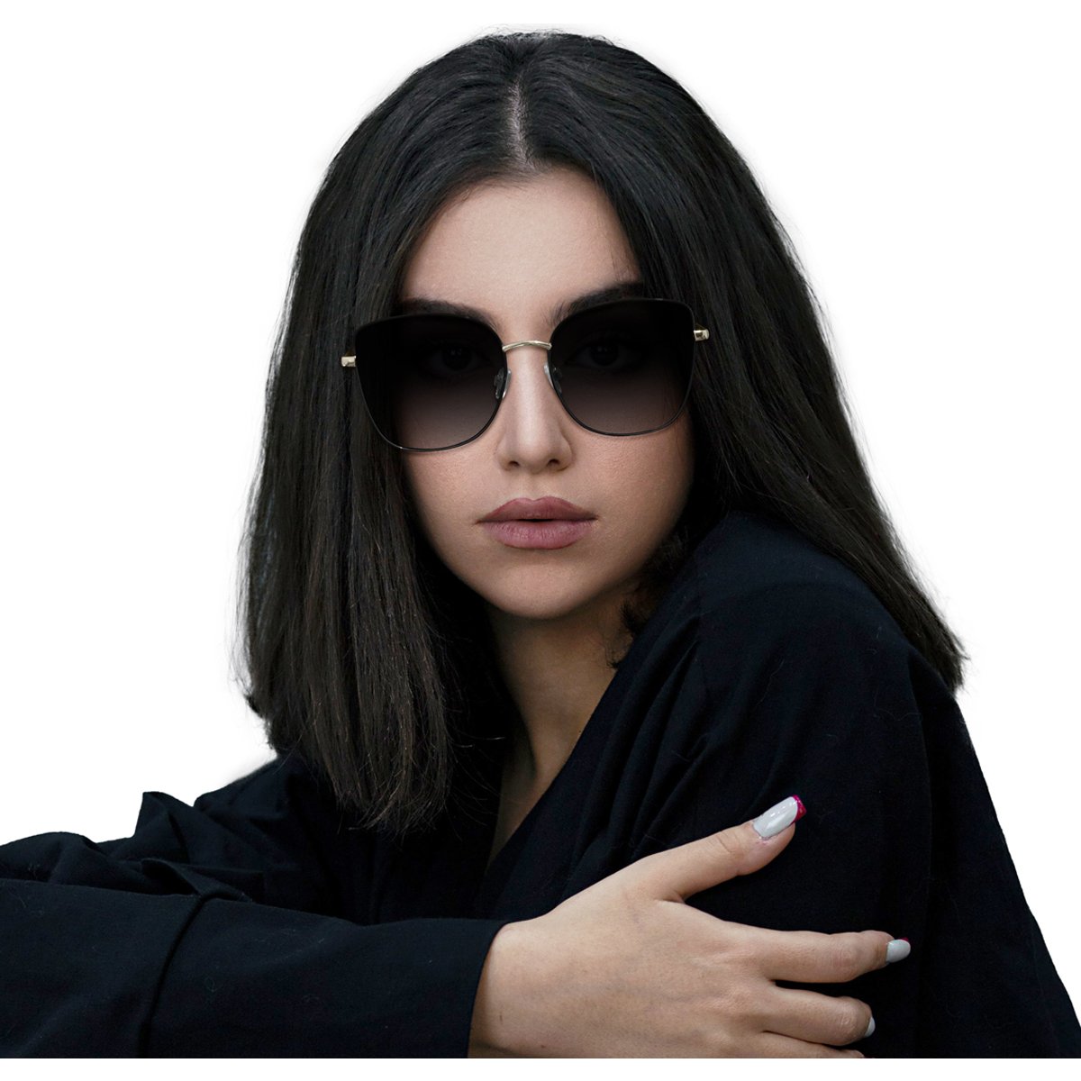 Lentes de Sol Cuadrado Metal Dorado-Negro Mica Negra Emanuel Ungaro